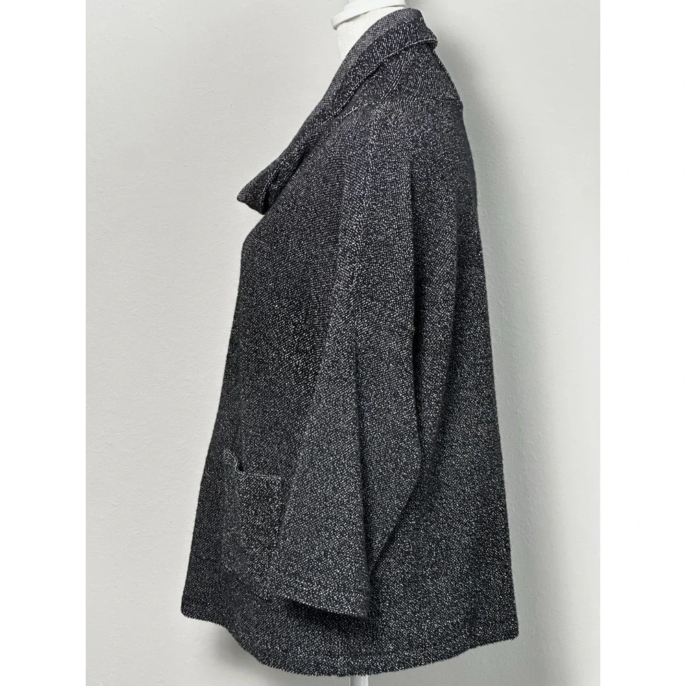 Eileen Fisher Black Speckled Tunic 2 Pockets ‎ Longsleeve Tunic Top SP